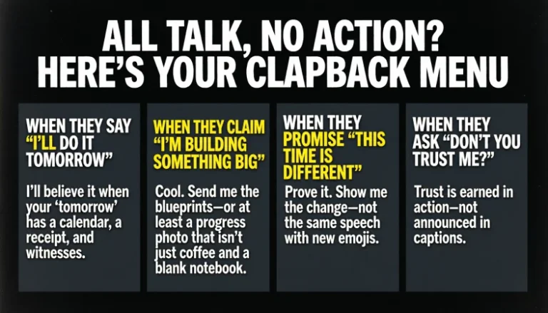 responses to all talk no action